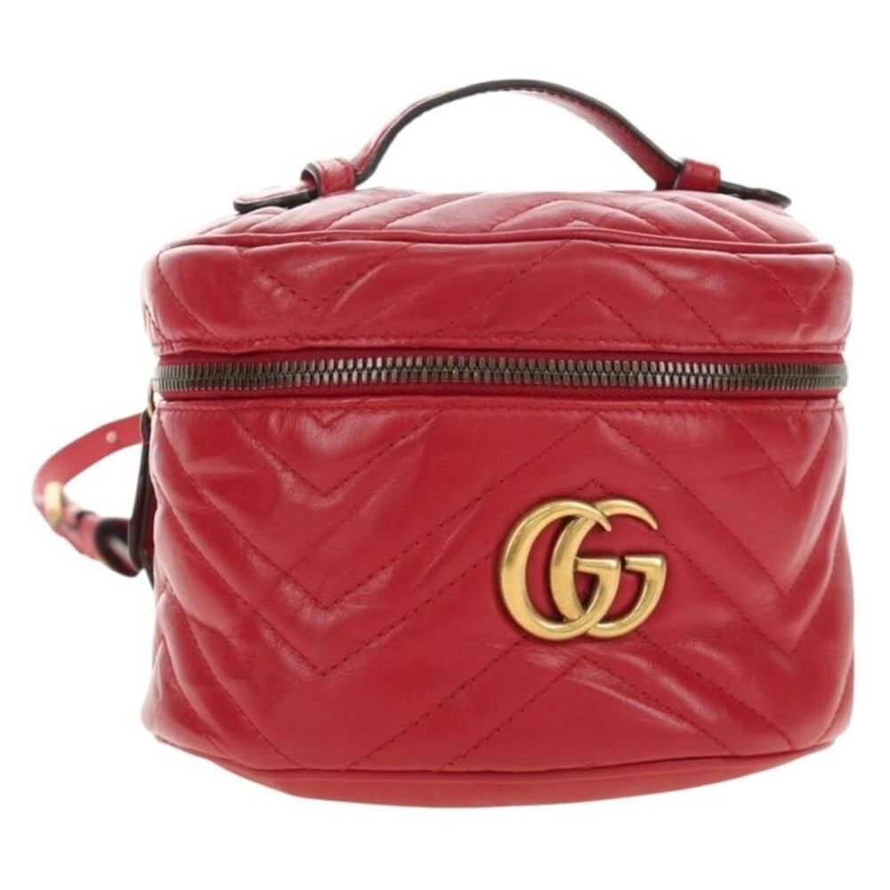Gucci Gg Marmont Vanity Matelasse Leather Red Leather Backpack Bag